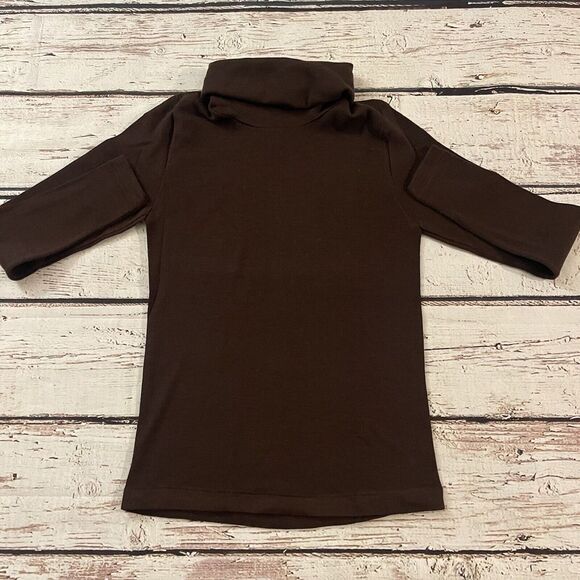 Vintage Roos Atkins Long‎ Sleeve Turtle Neck Brown Small Women's Made In Italy - Picture 3 of 9